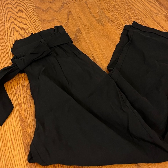 Zara Ribbon Black Cigarette Pants XS Work Dinner Office Ladies Bottoms Suit - Picture 2 of 6